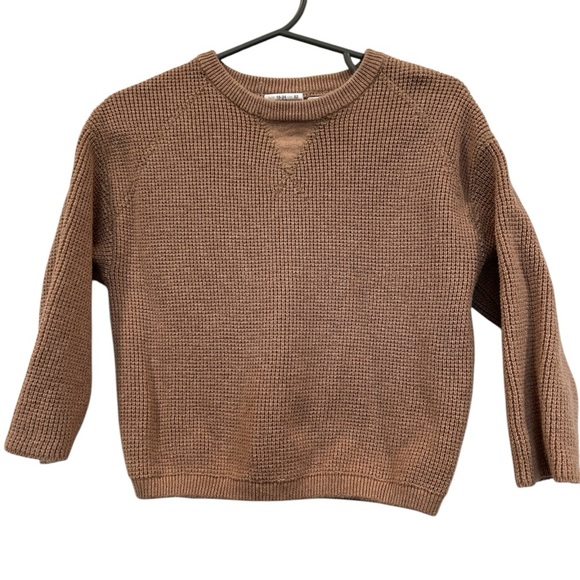Zara Brown Knit Crewneck Sweater Relaxed Fit - Picture 1 of 4